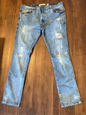 Slim Distressed Men's Jeans in Light Blue